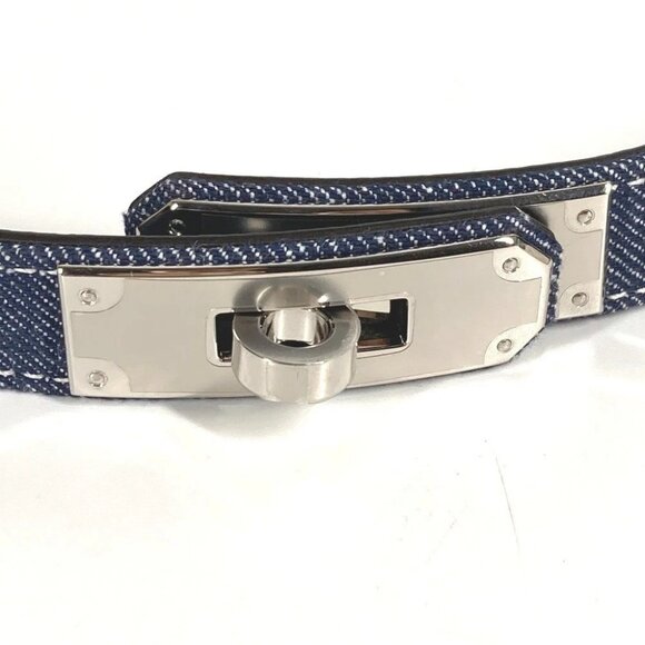 HERMES H010777UKAA Kelly Jean 18 Belt belt Denim / Leather blue Unused main image 5